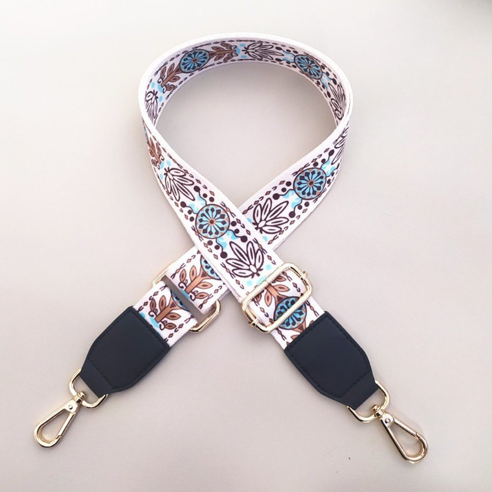 Adjustable Replacement Bag Wide Strap White Aztec Print